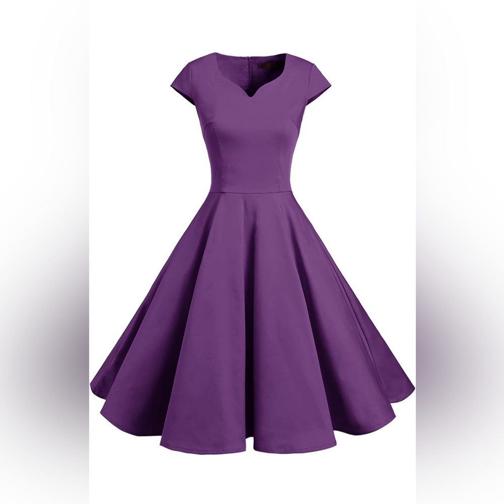 1950's Tea Dress Prom Swing Cocktail Party Dress with Cap-Sleeves